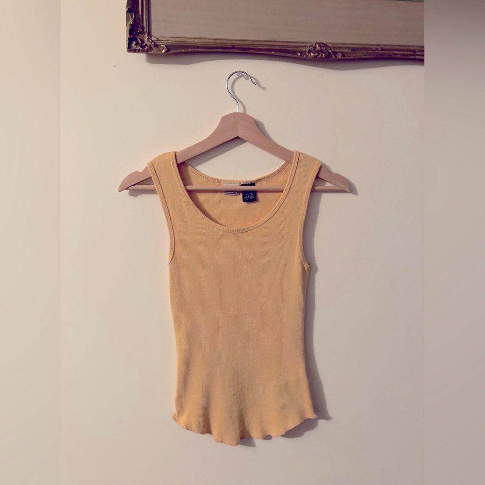 Vintage Arizona Jean Company Yellow Ribbed Tank Top 100% Cotton Size Small